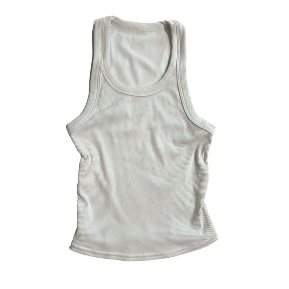 ALO Yoga Goddess Ribbed Go-To Tank Top in White - Picture 1 of 4